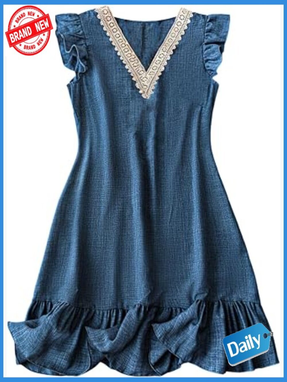 Plus Size V-Neck Ruffle Sleeveless Smocked Summer Dress
